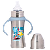 Adore Magnus! Premium Wideneck Stainless Steel Feeding Bottle with anti-colic teat and Handle 250ml - Blue Transport