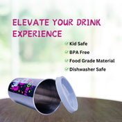 Adore Blissful! The Character Printed Steel Tumbler with Straw Lid Cap, Straw, Straw Brush set- 350ml - Unicorn