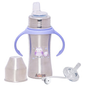 Adore Twilight 2in 1 Stainless Steel Sipper with Twin Handle 250ml - Purple Owl