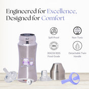 Adore Twilight 2in 1 Stainless Steel Sipper with Twin Handle 250ml - Purple Owl