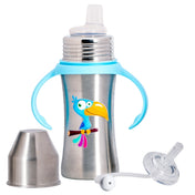 Adore Twilight 2in 1 Stainless Steel Sipper with Twin Handle 250ml - Blue Toucan