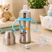 Adore Twilight 2in 1 Stainless Steel Sipper with Twin Handle 250ml - Blue Toucan