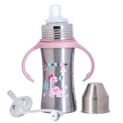 Adore Twilight 2in 1 Stainless Steel Sipper with Twin Handle 250ml - Pink Dino