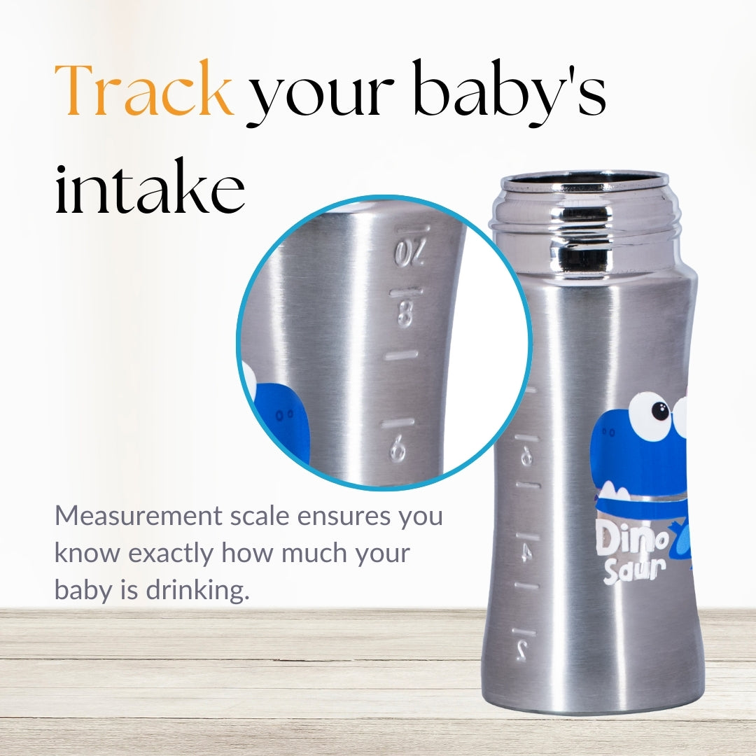 Adore Twilight 2in 1 Stainless Steel Sipper with Twin Handle 250ml - Orange Dino