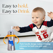 Adore Twilight 2in 1 Stainless Steel Sipper with Twin Handle 250ml - Orange Dino