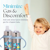 Adore Twilight 2in 1 Stainless Steel Sipper with Twin Handle 250ml - Blue Transport