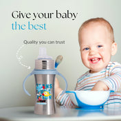 Adore Twilight 2in 1 Stainless Steel Sipper with Twin Handle 250ml - Blue Transport