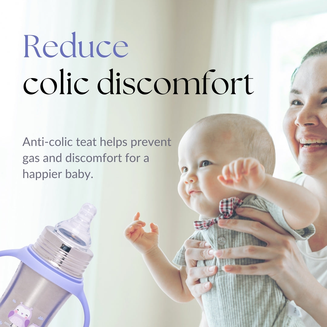 Adore Trion 3 in 1 Stainless Steel Sipper with Twin Handle 250ml- Purple Owl