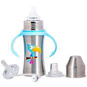 Adore Trion 3 in 1 Stainless Steel Sipper with Twin Handle 250ml- Blue Toucan