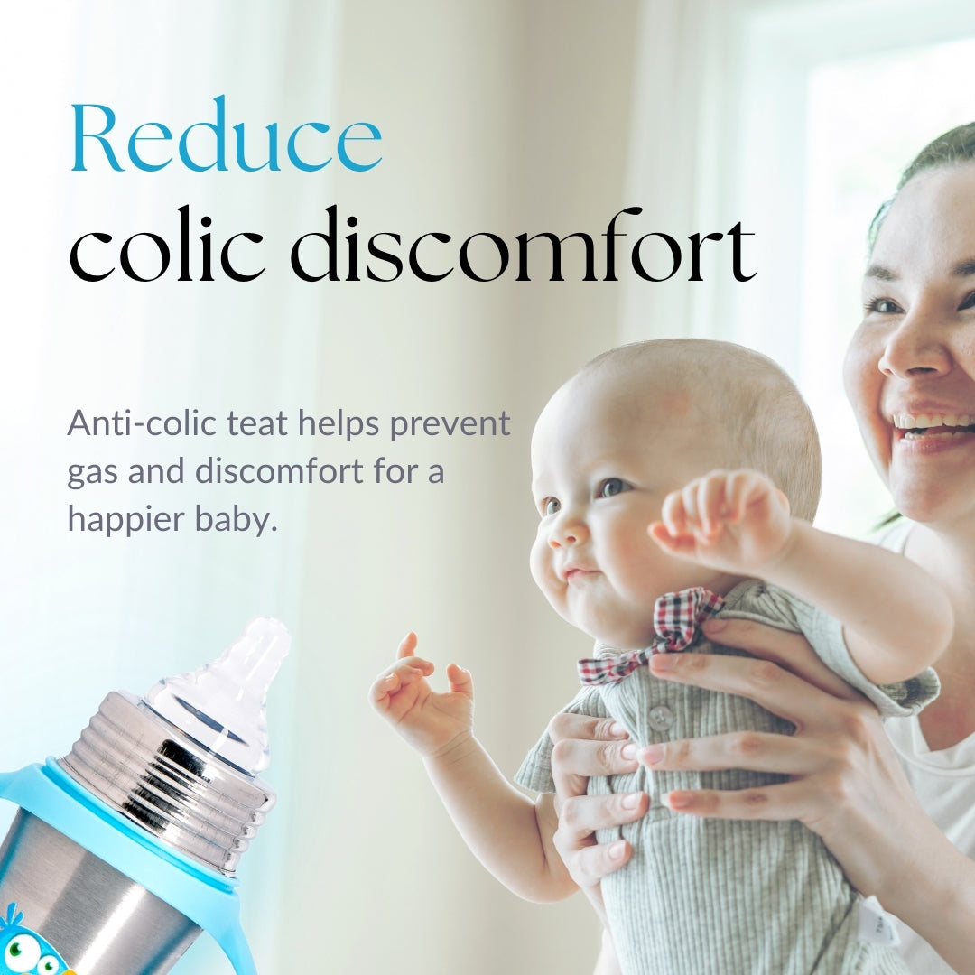 Adore Trion 3 in 1 Stainless Steel Sipper with Twin Handle 250ml- Blue Toucan