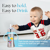 Adore Trion 3 in 1 Stainless Steel Sipper with Twin Handle 250ml- Blue Toucan