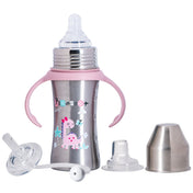 Adore Trion 3 in 1 Stainless Steel Sipper with Twin Handle 250ml- Pink Dino