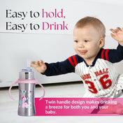 Adore Trion 3 in 1 Stainless Steel Sipper with Twin Handle 250ml- Pink Dino