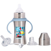 Adore Trion 3 in 1 Stainless Steel Sipper with Twin Handle 250ml- Blue Transport