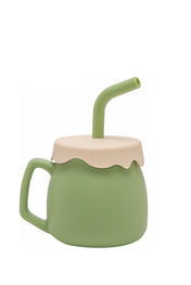 Adore ZEST 2 in 1 Silicone Sip n Snack Sippy Cup with Straw - 180 ml - Military Green