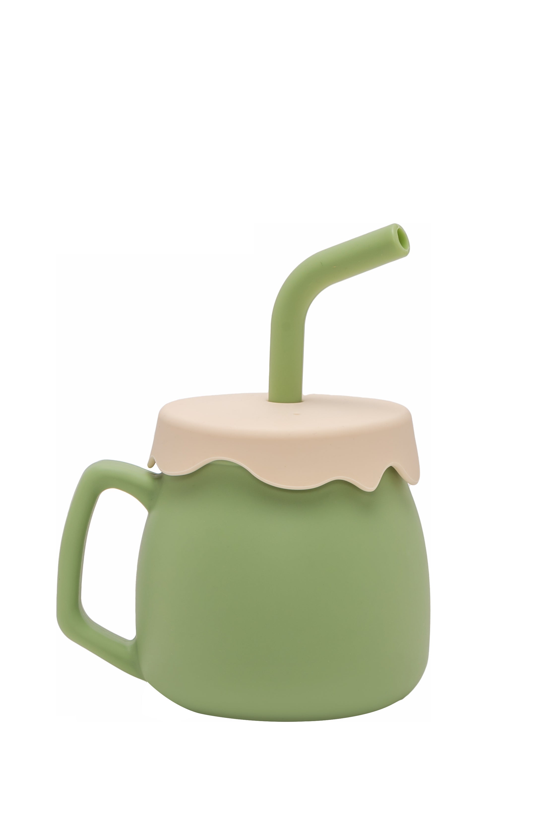 Adore ZEST 2 in 1 Silicone Sip n Snack Sippy Cup with Straw - 180 ml - Military Green