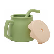 Adore ZEST 2 in 1 Silicone Sip n Snack Sippy Cup with Straw - 180 ml - Military Green