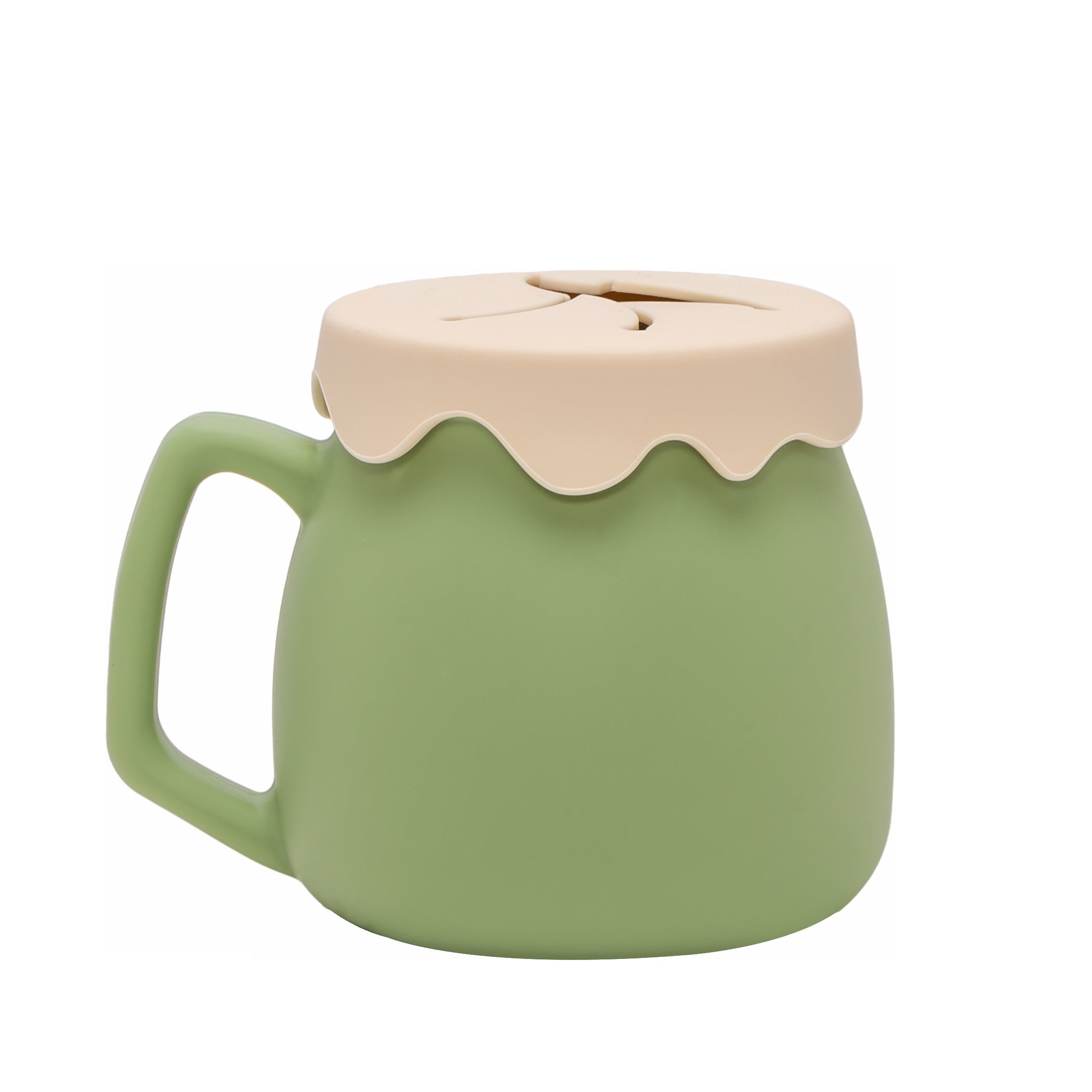 Adore ZEST 2 in 1 Silicone Sip n Snack Sippy Cup with Straw - 180 ml - Military Green