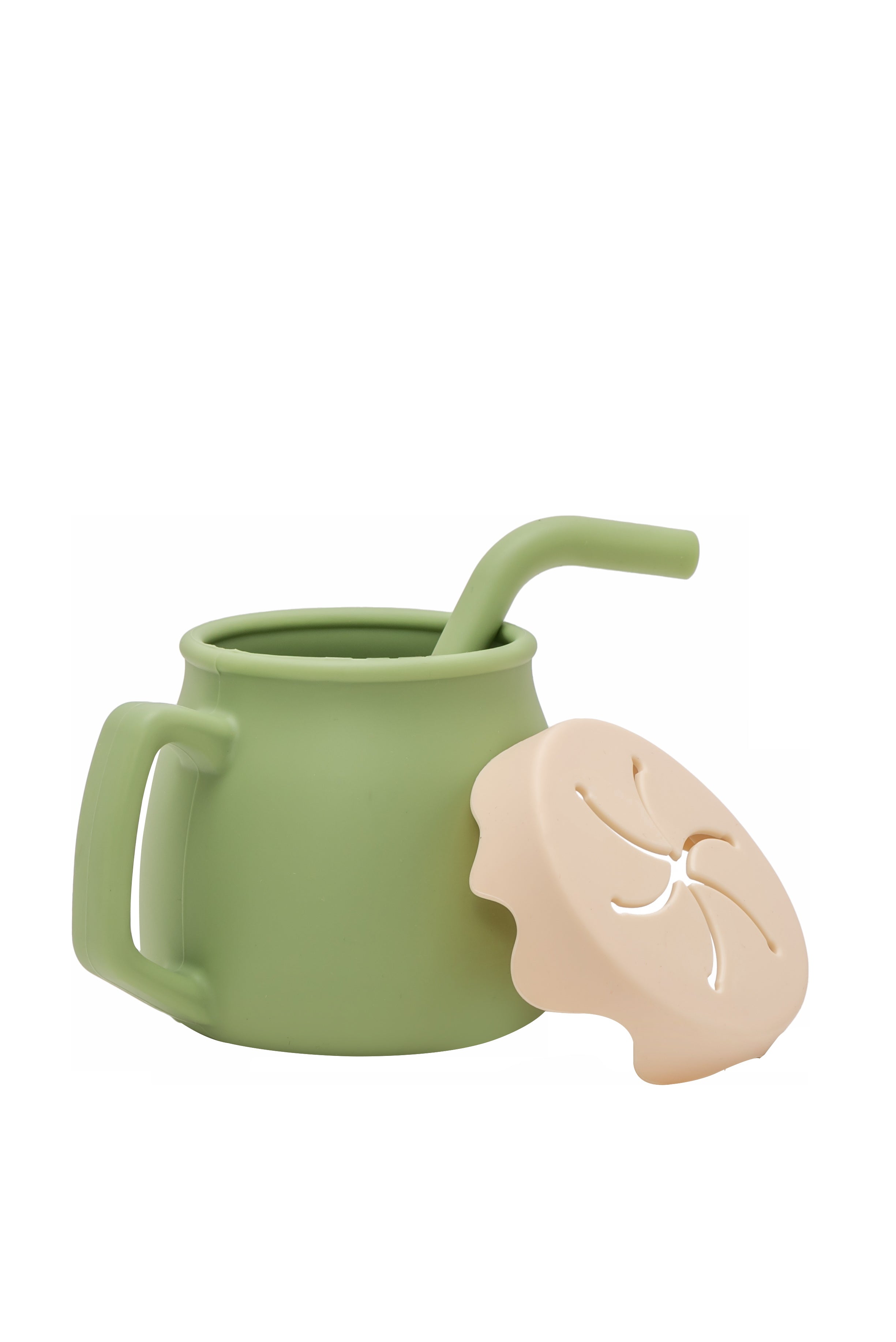 Adore ZEST 2 in 1 Silicone Sip n Snack Sippy Cup with Straw - 180 ml - Military Green