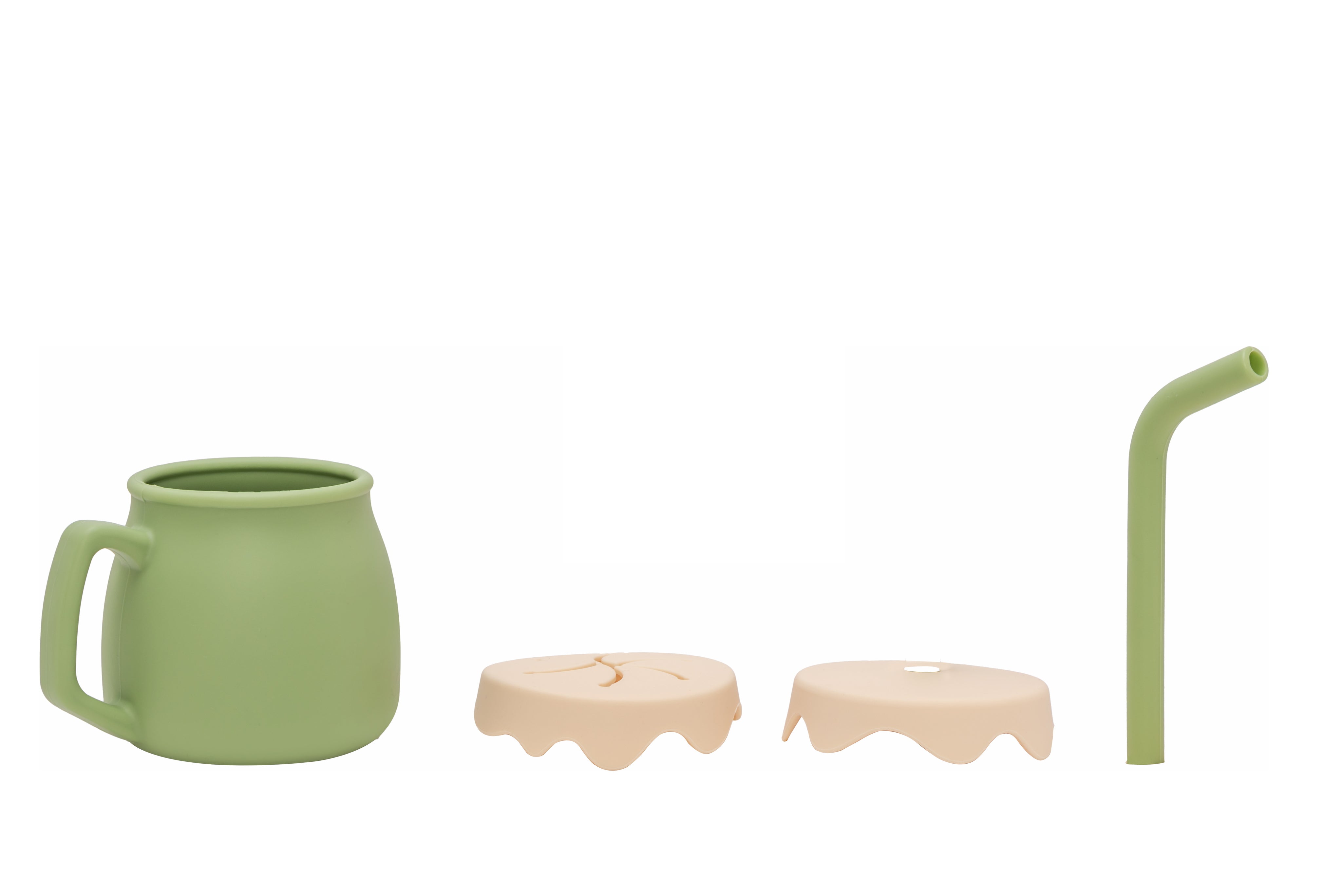 Adore ZEST 2 in 1 Silicone Sip n Snack Sippy Cup with Straw - 180 ml - Military Green