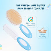 Adore NATURO- The Natural Soft Bristle Baby Brush & Comb Set - Blue