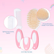 Adore NATURO- The Natural Soft Bristle Baby Brush & Comb Set - Pink