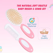 Adore NATURO- The Natural Soft Bristle Baby Brush & Comb Set - Pink