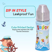 Adore GAMMA Premium Printed Stainless Steel Straw Sipper with Gravity Ball- Sailor 250ml