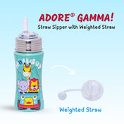Adore Gamma Printed Stainless Steel Straw Sipper with Gravity Ball- 250ml - Holiday