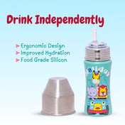 Adore Gamma Printed Stainless Steel Straw Sipper with Gravity Ball- 250ml - Holiday