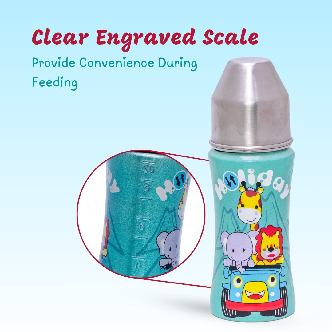 Adore Gamma Printed Stainless Steel Straw Sipper with Gravity Ball- 250ml - Holiday