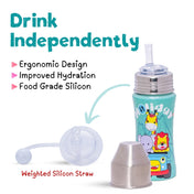 Adore EPSILON 2 Stage Premium Printed Stainless Steel Spout and Straw Sipper 250ml- Holiday Safari