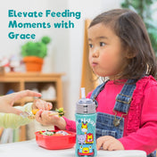 Adore EPSILON 2 Stage Premium Printed Stainless Steel Spout and Straw Sipper 250ml- Holiday Safari