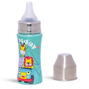 Adore SPRINT! Printed Stainless Steel Feeding Bottle with Premium Matte Anti-Colic Teat 250ml- Holiday