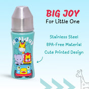 Adore SPRINT! Printed Stainless Steel Feeding Bottle with Premium Matte Anti-Colic Teat 250ml- Holiday