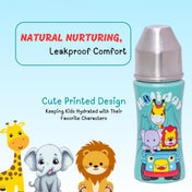 Adore SPRINT! Printed Stainless Steel Feeding Bottle with Premium Matte Anti-Colic Teat 250ml- Holiday