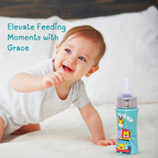 Adore SPRINT! Printed Stainless Steel Feeding Bottle with Premium Matte Anti-Colic Teat 250ml- Holiday