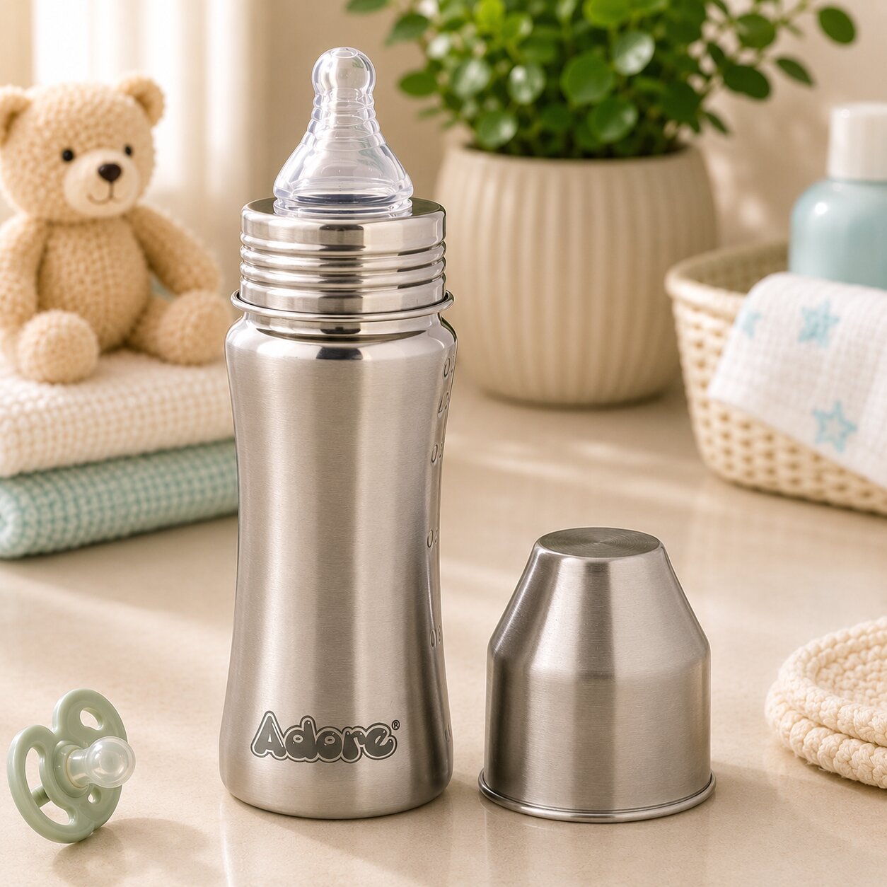Adore Zion! Stainless Steel feeding bottlw with anti-colic teat 250ml