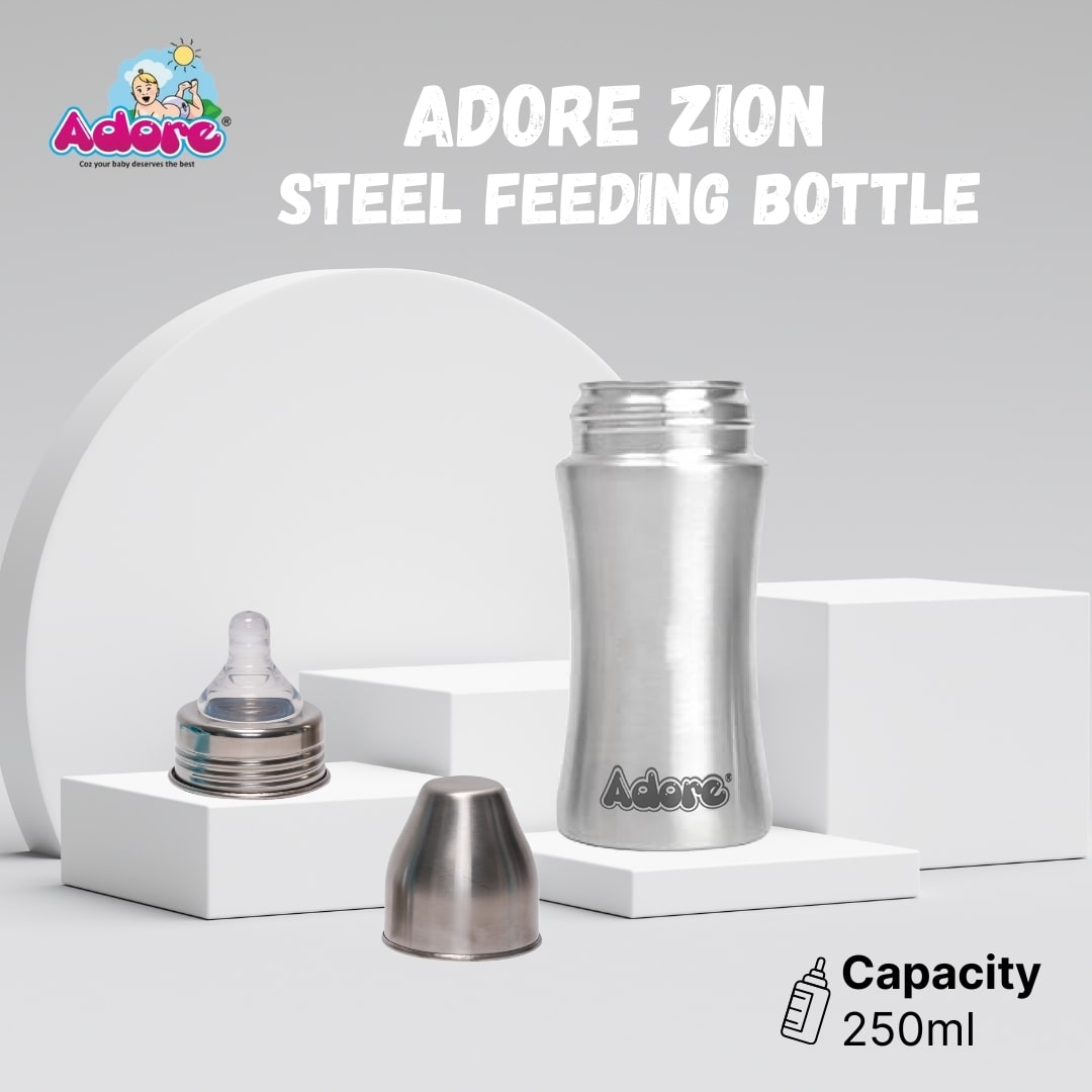 Adore Zion! Stainless Steel feeding bottlw with anti-colic teat 250ml