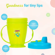 Adore Birdy Hard Spout Sipper cup with Twin Handle & Spill Proof Lid- 210ml - Green Blue