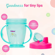 Adore Birdy Hard Spout Sipper cup with Twin Handle & Spill Proof Lid- 210ml - Blue Pink