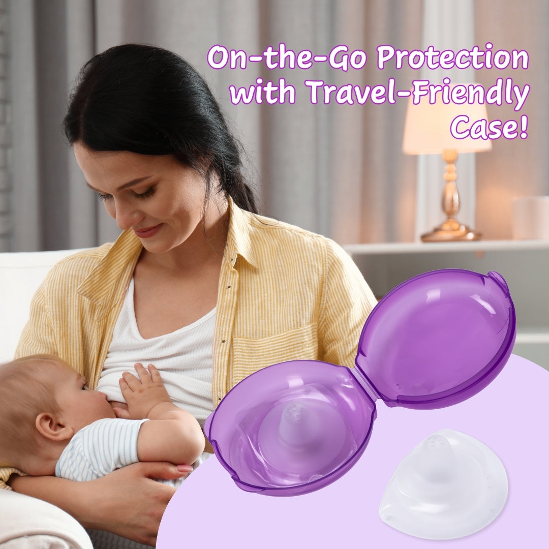 Adore Embrace Premium Super Soft Silicon Breast Shield with Storage Case-1 Pair - Purple