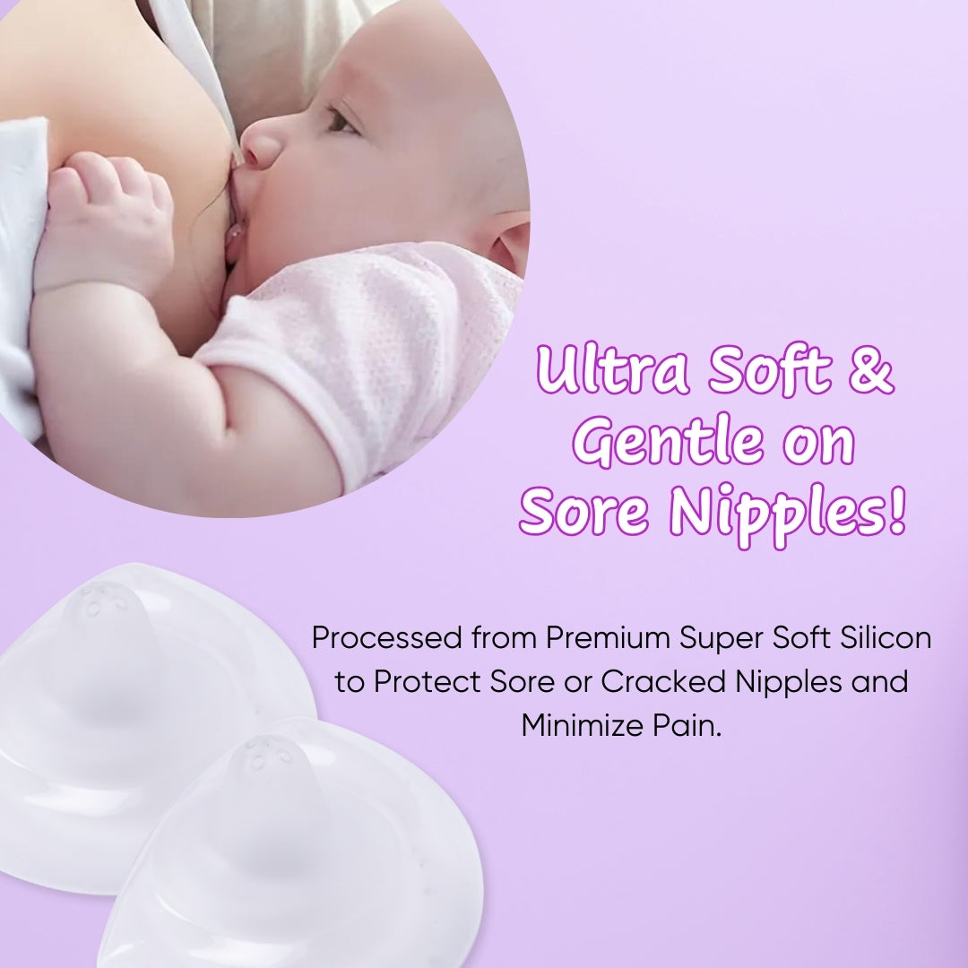 Adore Embrace Premium Super Soft Silicon Breast Shield with Storage Case-1 Pair - Purple