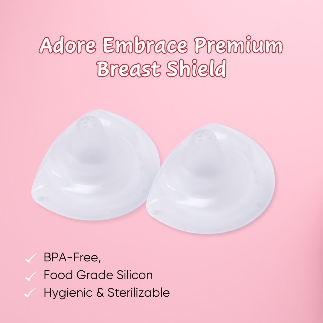 Adore Embrace Premium Super Soft Silicon Breast Shield with Storage Case-1 Pair - Pink