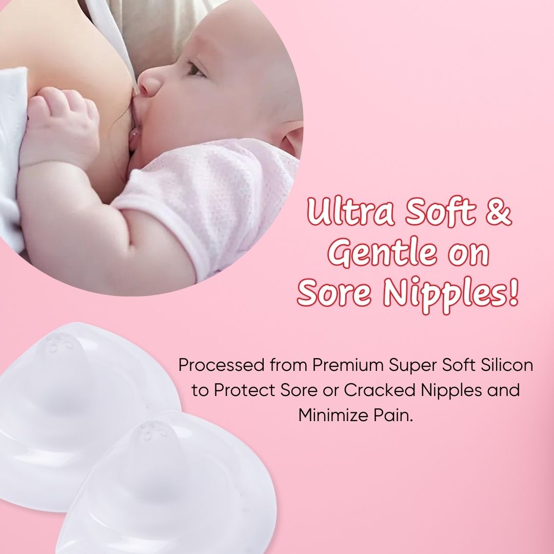 Adore Embrace Premium Super Soft Silicon Breast Shield with Storage Case-1 Pair - Pink