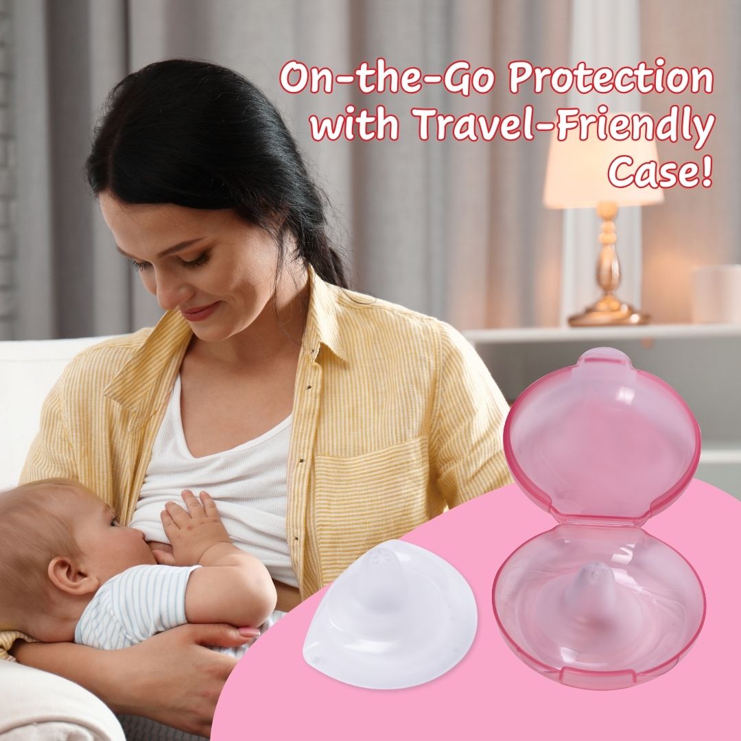 Adore Embrace Premium Super Soft Silicon Breast Shield with Storage Case-1 Pair - Pink