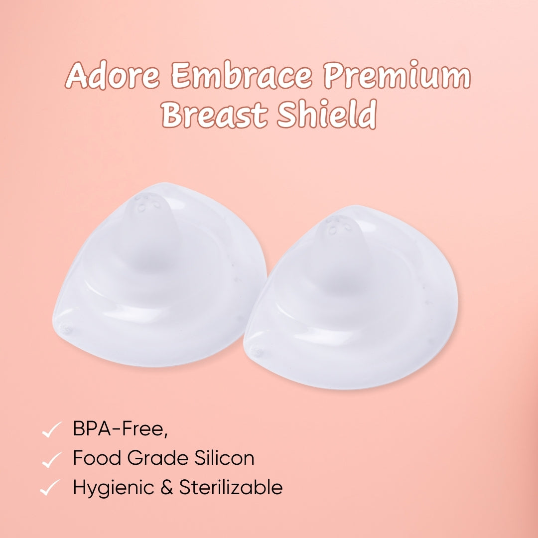 Adore Embrace Premium Super Soft Silicon Breast Shield with Storage Case-1 Pair - Beige