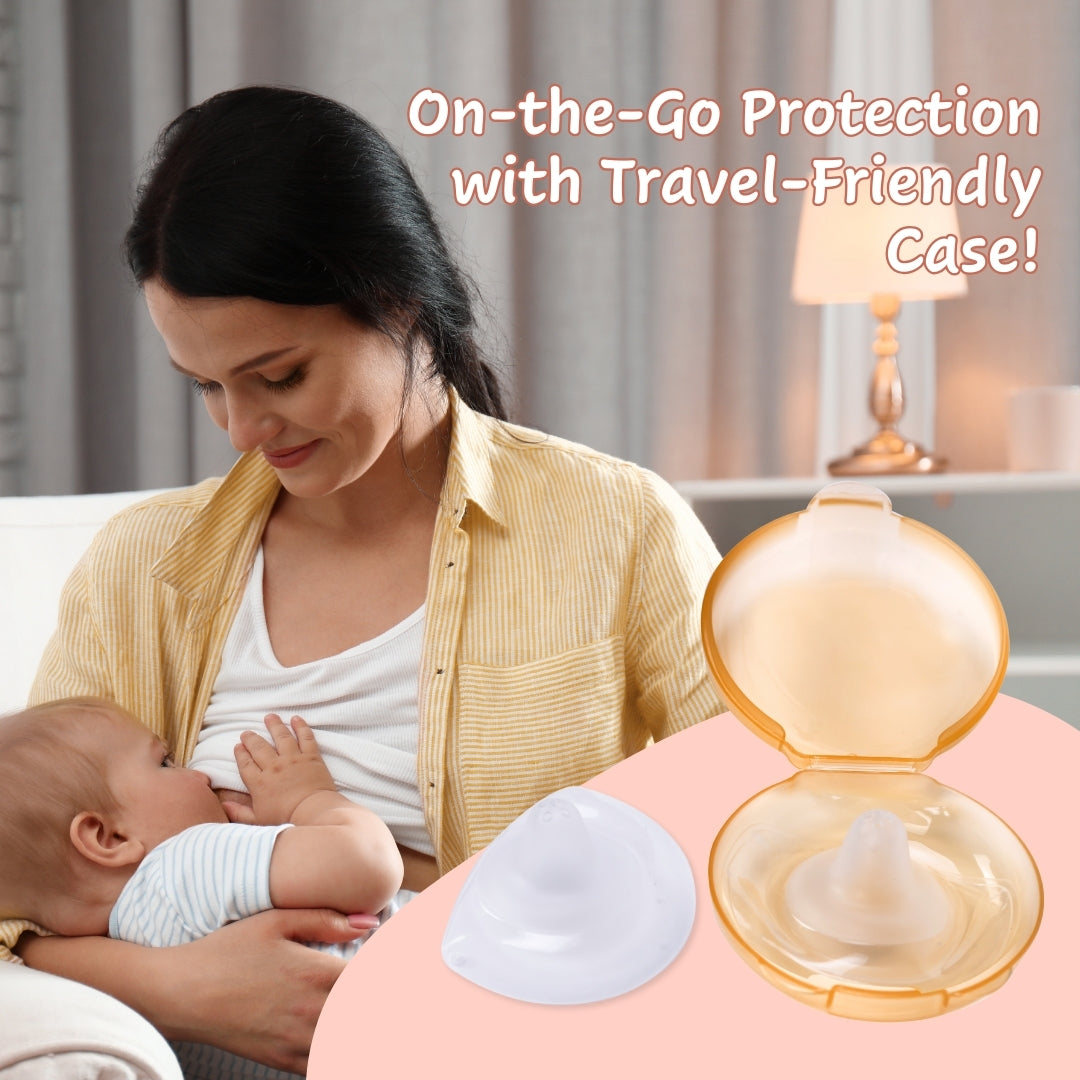 Adore Embrace Premium Super Soft Silicon Breast Shield with Storage Case-1 Pair - Beige