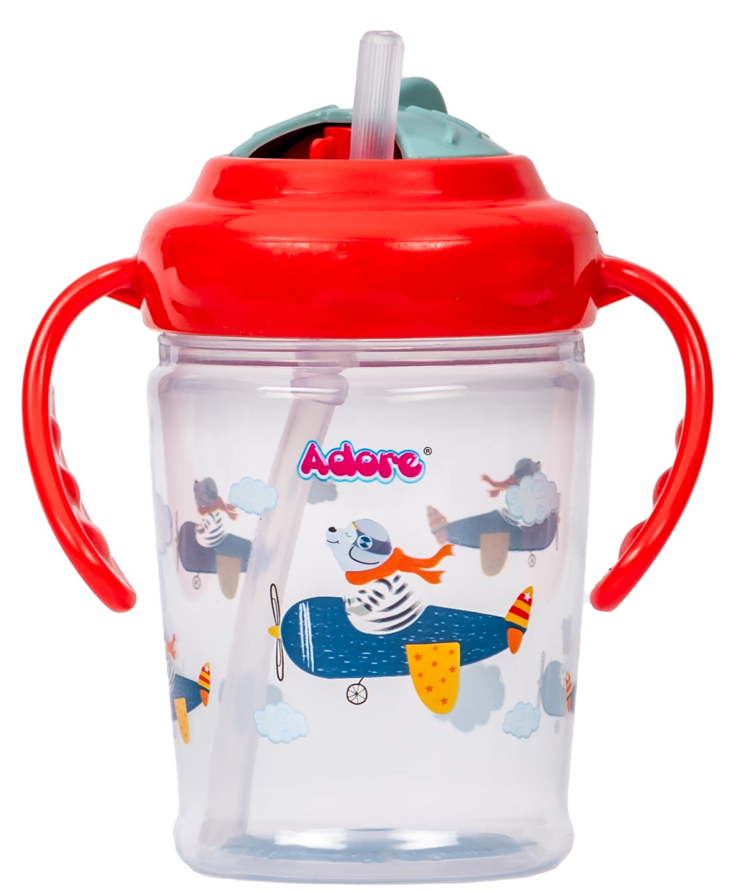 Adore Itzy Bitzy Straw Sipper with Twist & Sip Head with Twin Handle - Red