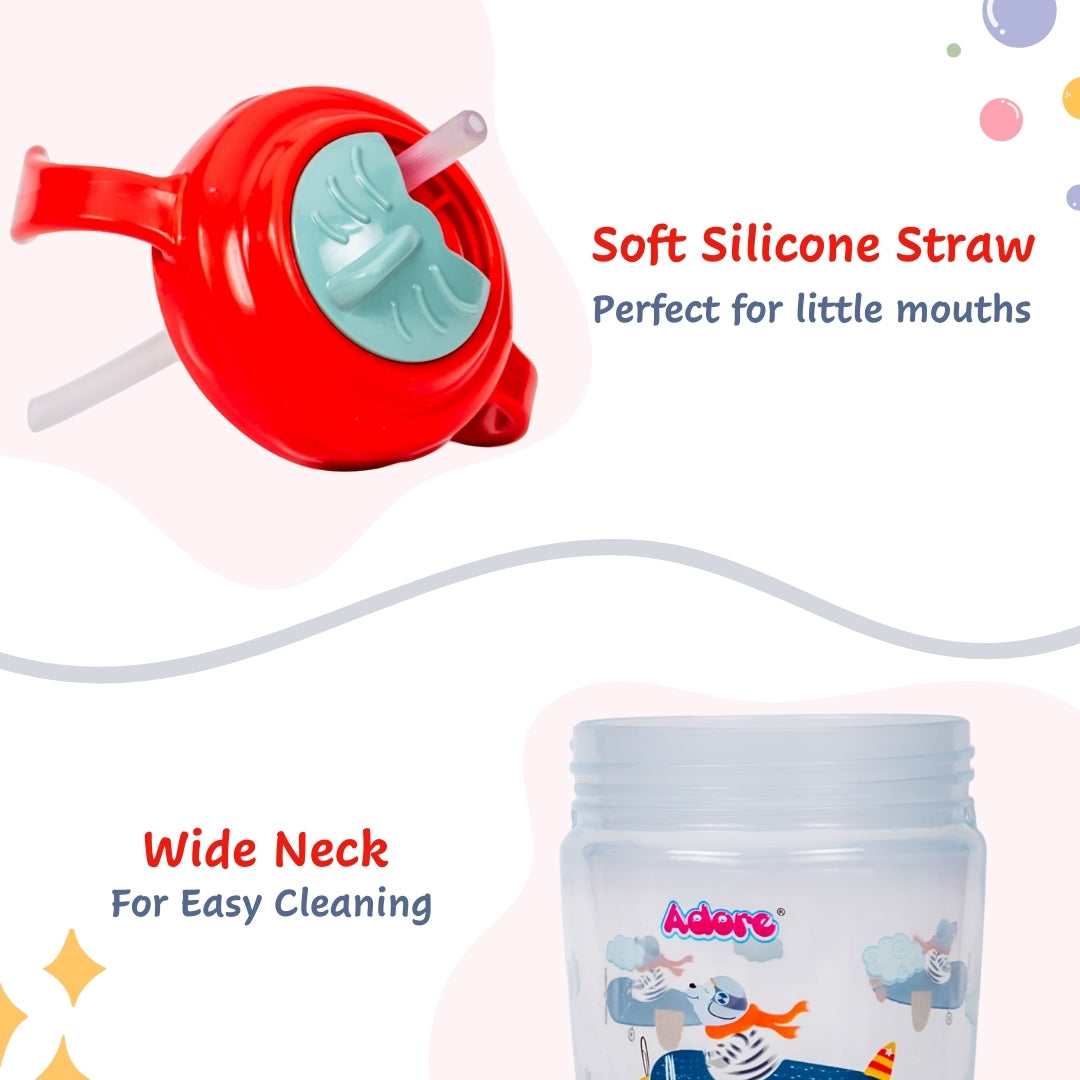 Adore Itzy Bitzy Straw Sipper with Twist & Sip Head with Twin Handle - Red